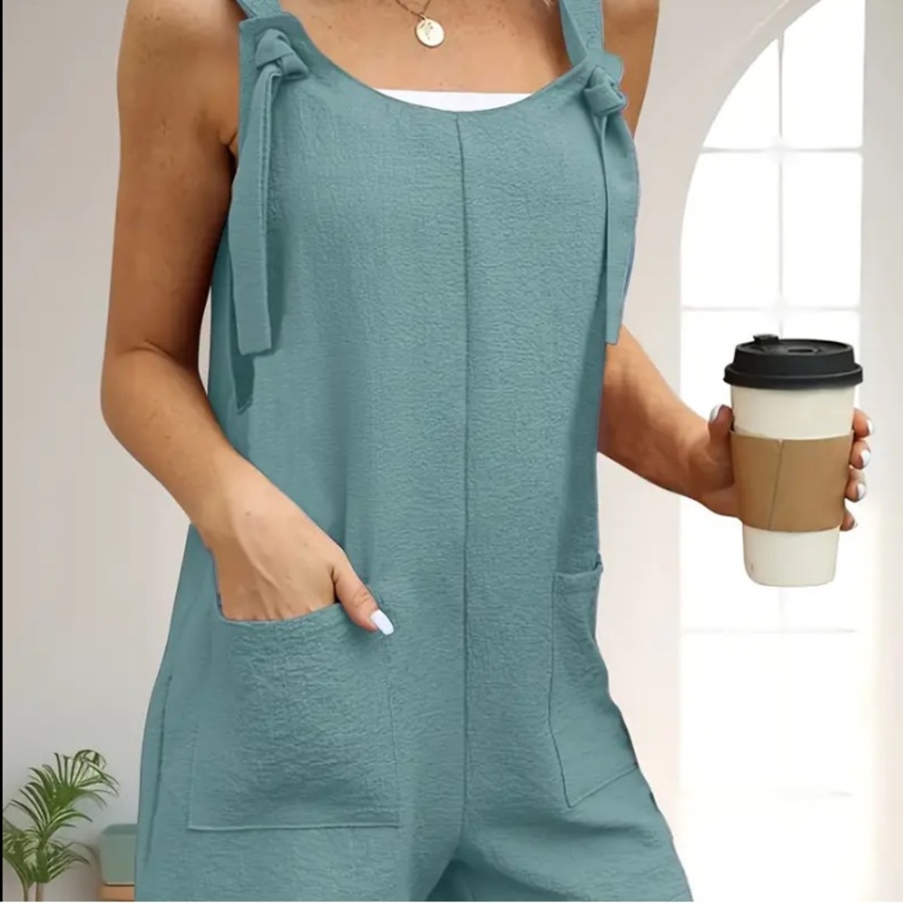 Casual Solid Lounge Romper Peacock Blue